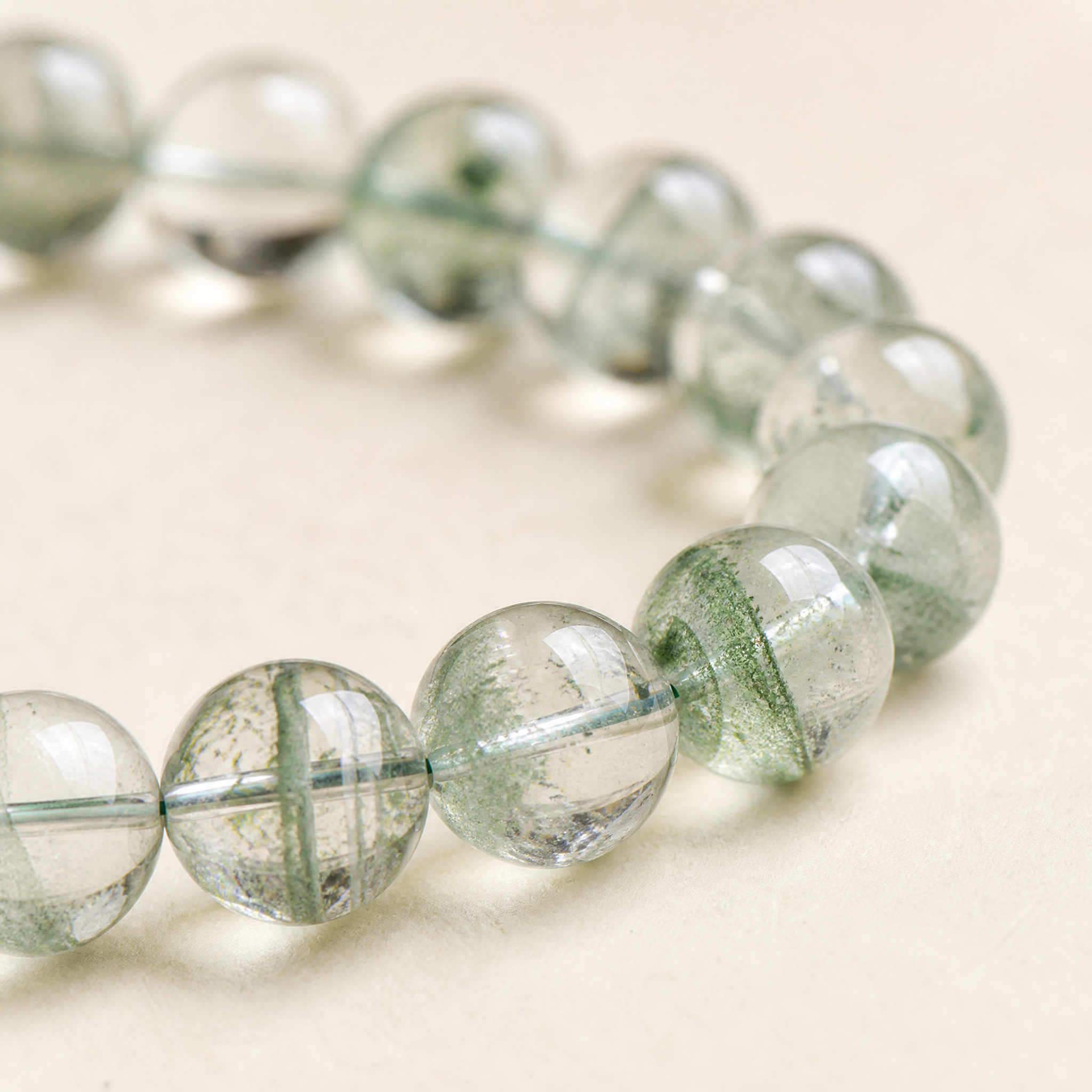Layered Green Phantom Quartz Bracelet