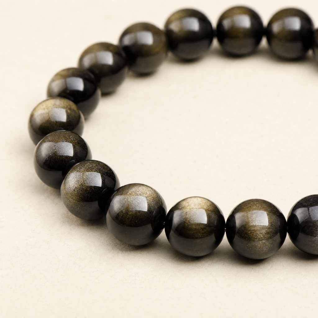 Double Eye Gold Sheen Obsidian Bracelet
