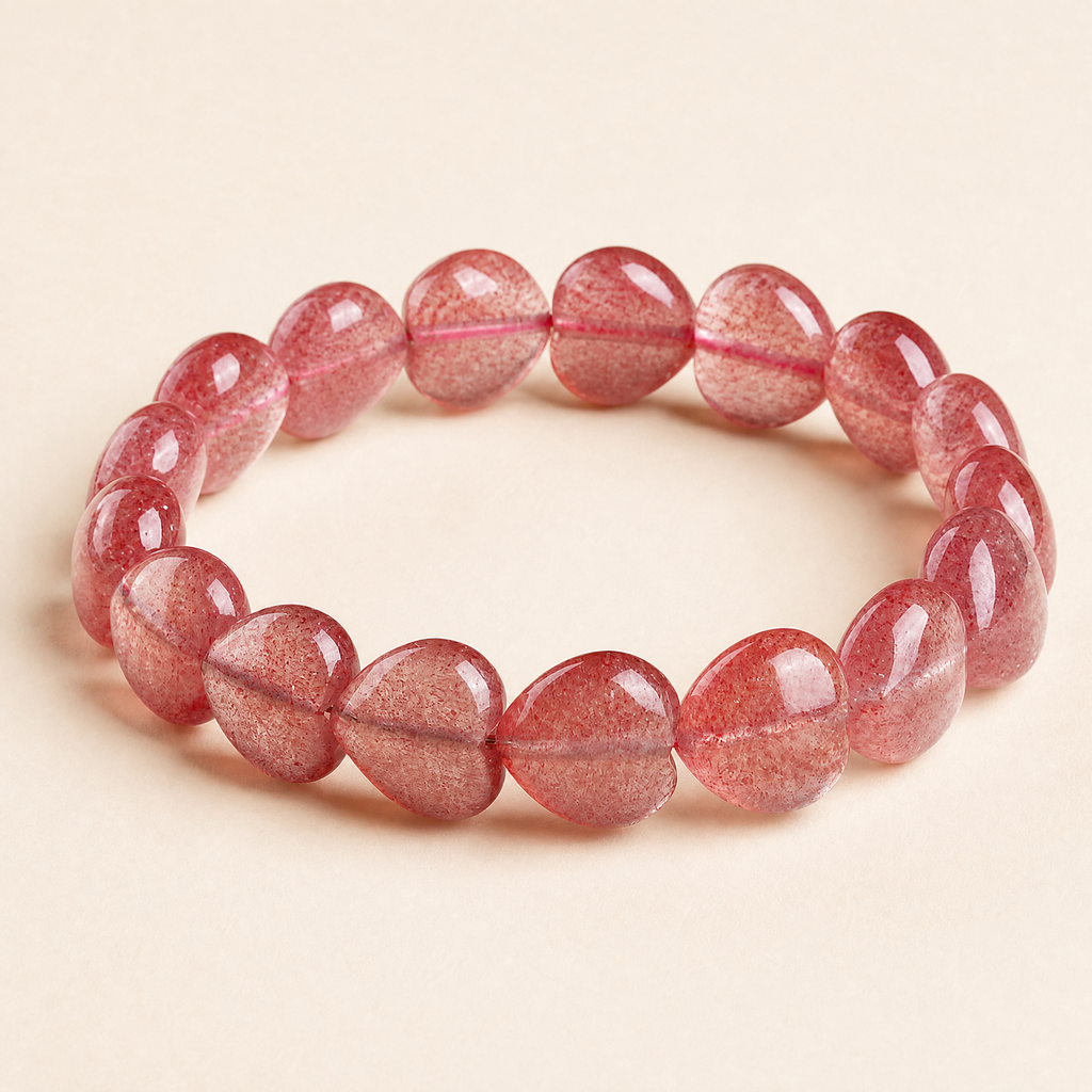 Strawberry Quartz Heart Bracelet