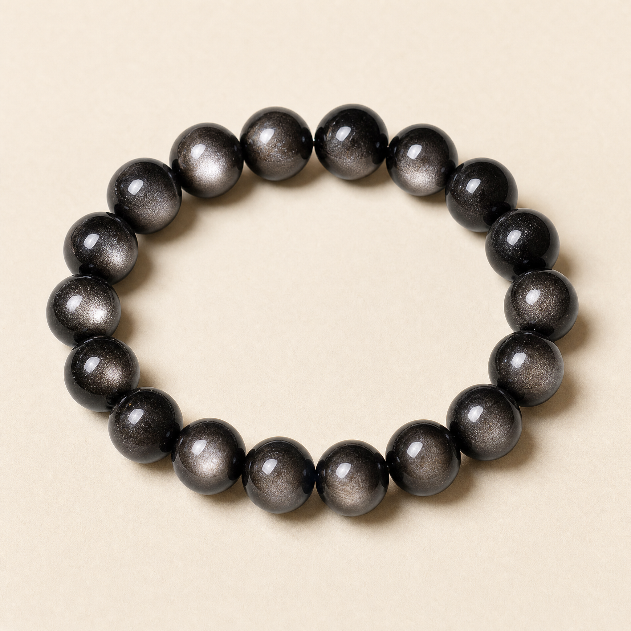 Double Eye Silver Sheen Obsidian Bracelet