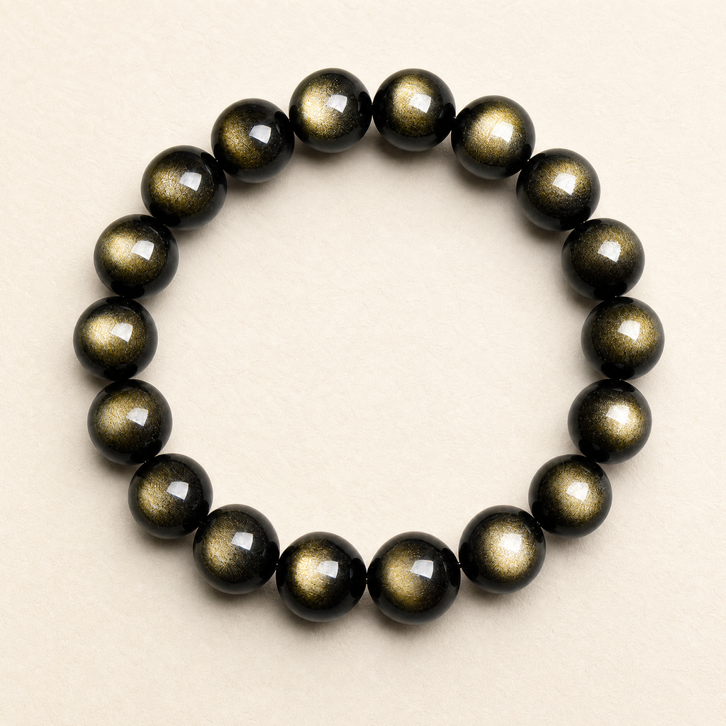 Double Eye Gold Sheen Obsidian Bracelet