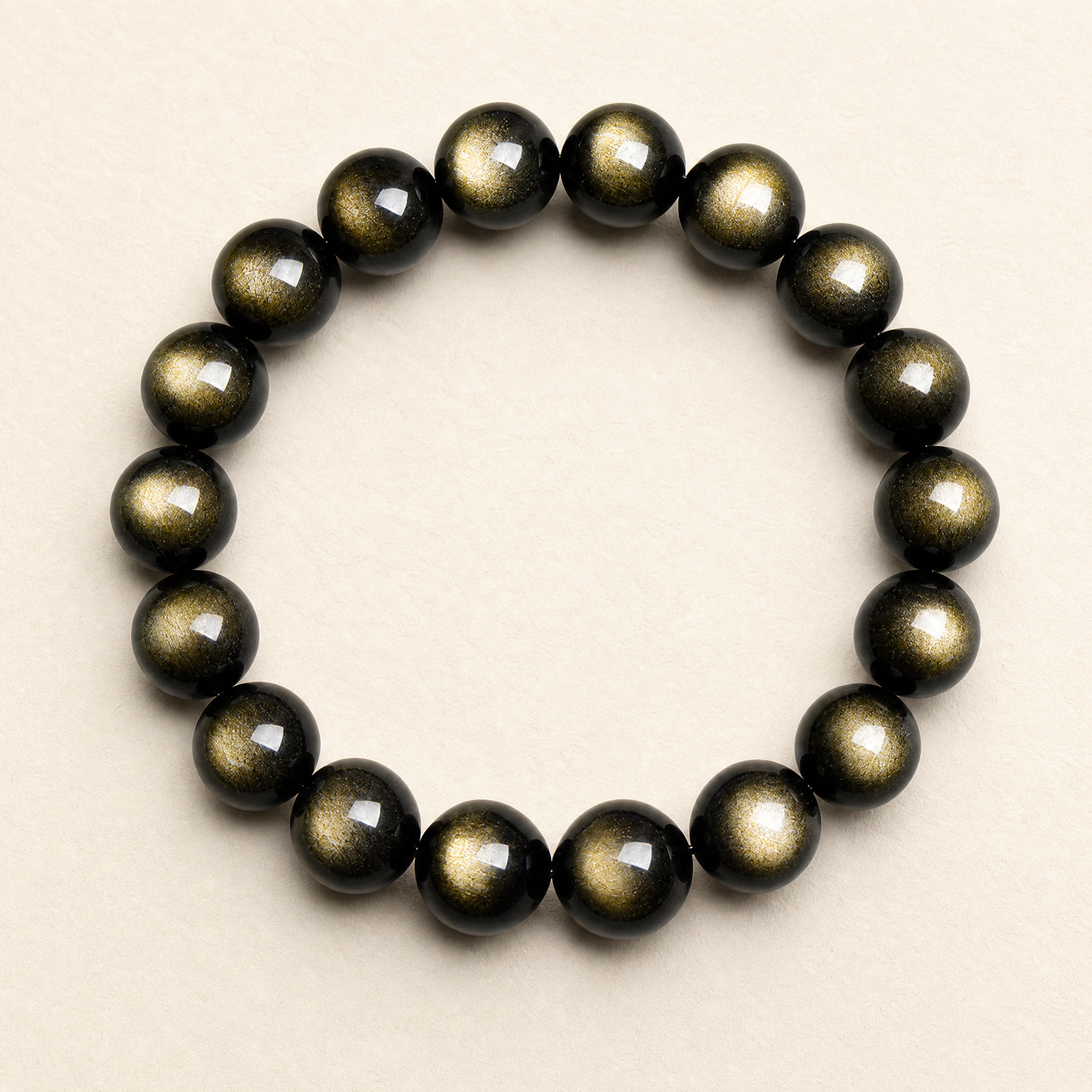 Double Eye Gold Sheen Obsidian Bracelet